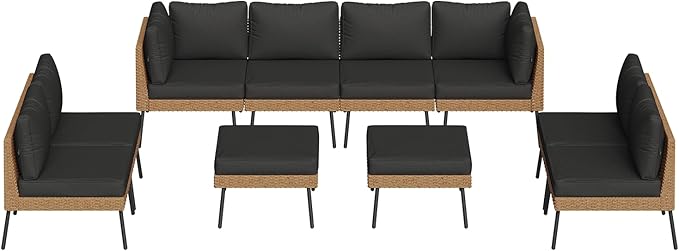 Aoxun 10 Piece Patio Furniture Set, 10 Seats Outdoor Sectional Sofas - Image 9