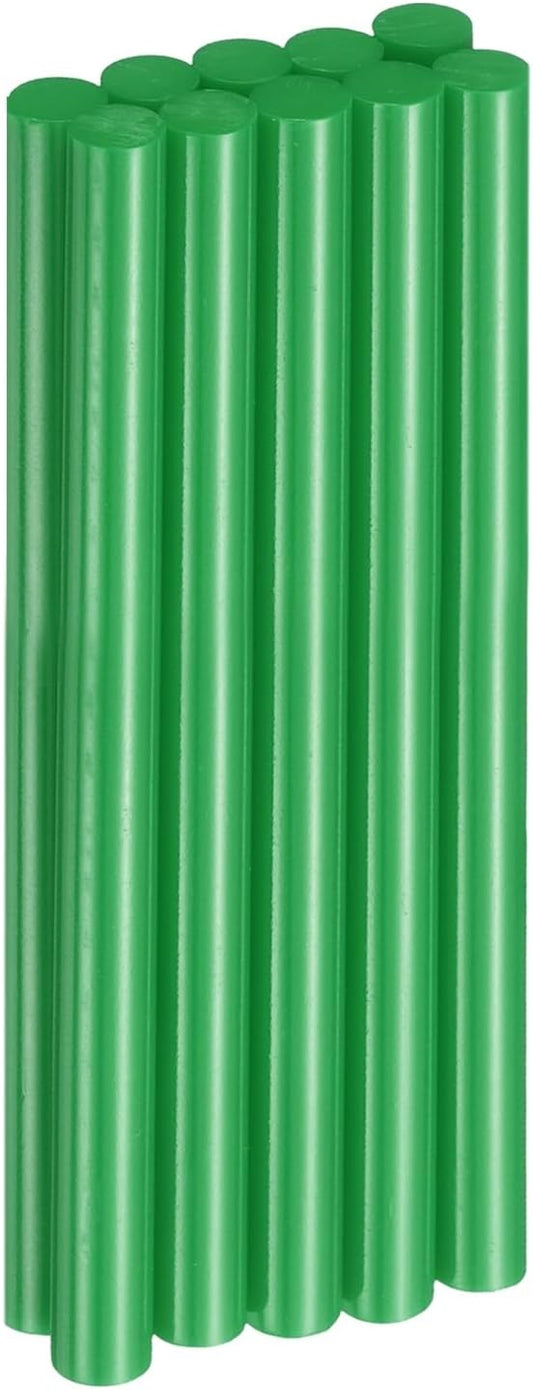 HARFINGTON 10pcs Hot Glue Sticks 0.43" Dia x 5.91" Long EVA Mini Hot Melt Adhesive Glue Stick for Hot Melt Gun Wood Plastic Glass Flowers Fabrics Foam, Deep Green