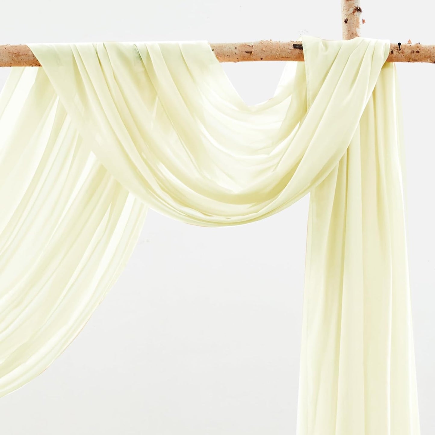 PARTISKY Wedding Arch Draping Fabric, Ivory Sheer Backdrop Curtain Chiffon Fabric Drapery for Ceremony Reception Party Ceiling Backdrop (Ivory Drapes Curtain, (1 Panel) 6 Yards/18ft)