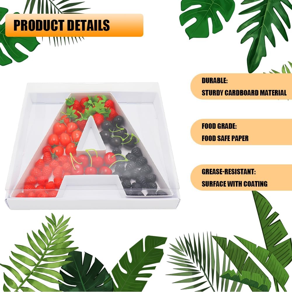 12" Fillable Cardboard Letter Charcuterie Gift Cupcake Box With Cover Sweets Packaging (A)