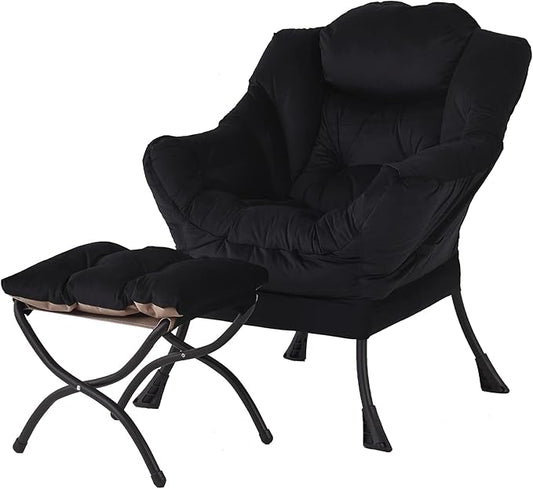 Welnow Lazy Chair with Ottoman, Modern Accent Chair with Armrests and a Side by LifeGetsBetterWithWelnow