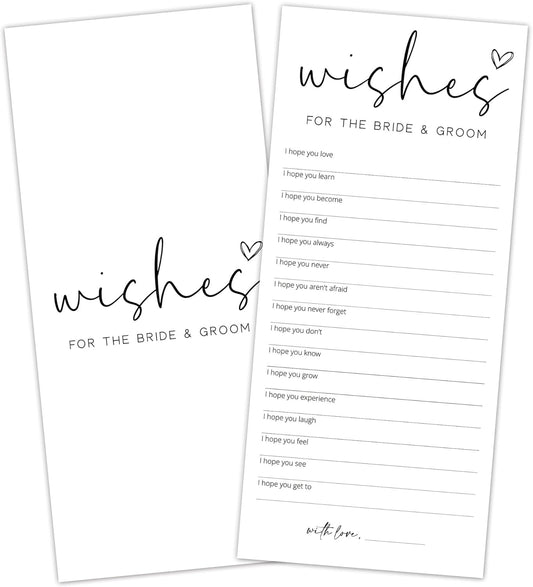 Bridal Shower Games, Wishes for The Newlyweds, 25Pcs 4x9inch Minimalist White Double-Sided Bridal Game Cards, Wedding Shower Games for Guests, Engagement Bachelorette Party Supplies - A23