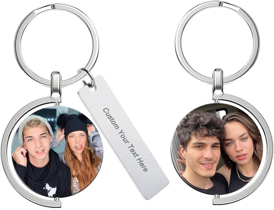 Custom Keychain with Picture Double-sided Personalized Photo Text Keychain, Gift for Anniversary Birthday Christmas