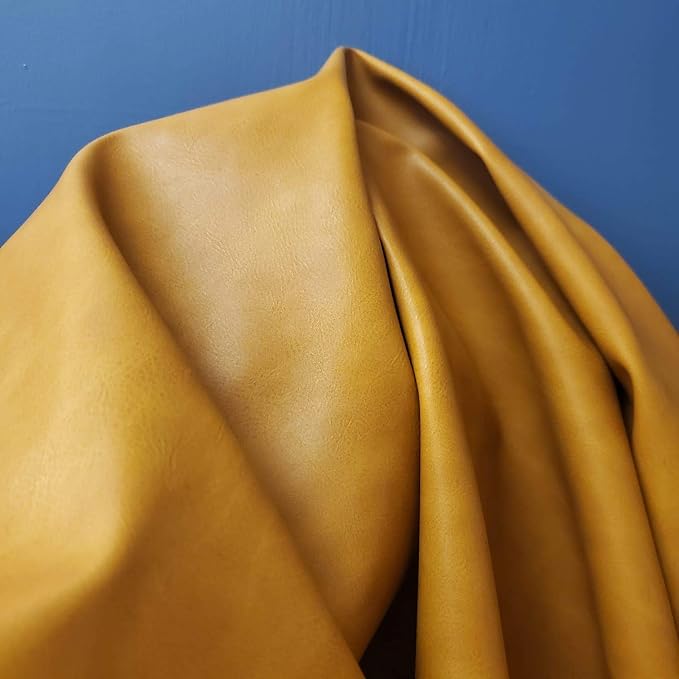 Caramel Light Tan Soft Faux Vegan PU Leather by the Yard Synthetic Pleather 0.9 - Image 4