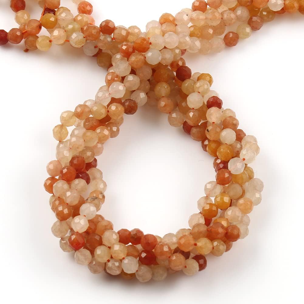 Song Xi 180pcs 2mm Natural Red Aventurine Gemstone Beads Faceted Round Loose Stone Beads for Jewelry Making