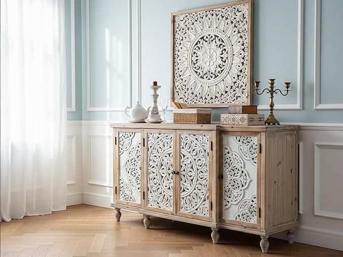 LKTART 63" Vintage Sideboard Buffet Storage Cabinets, French Country Sideboard - Image 6