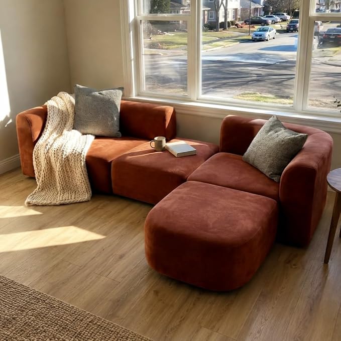 Acanva Luxury Modern Tight Curved Back Velvet Sofa, Minimalist Style Comfy Couch - Image 8