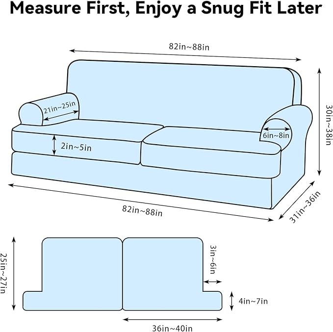Waterproof Couch Cover 3-Piece Set Striped Sofa Slipcovers - Image 6