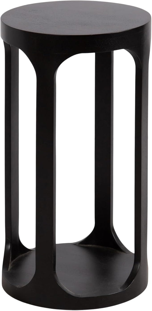 Kate and Laurel Dahl Modern Slatted Wooden Round Drink Table; 12 x 23; Black; by KateandLaurel