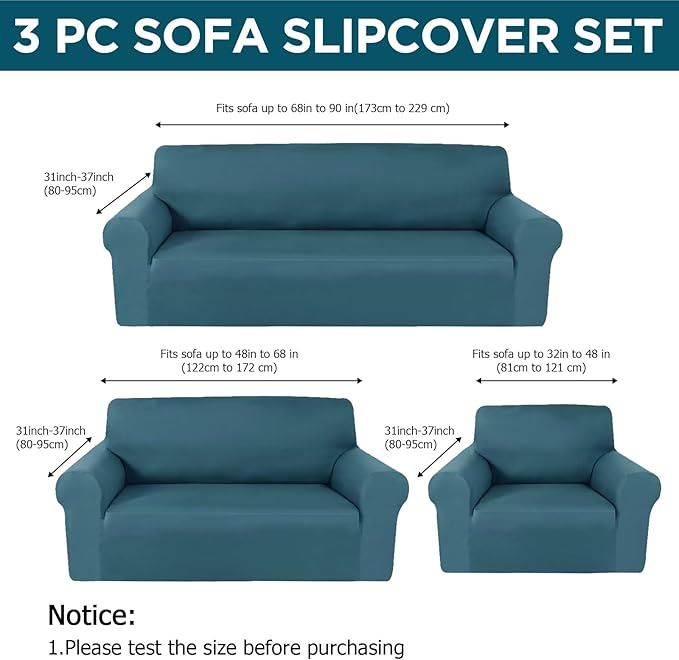Peryiter 3 Pcs Couch and Loveseat Covers Set Sofa Cover - Image 2