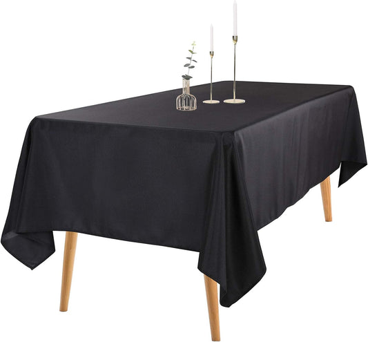 Ascoza 2pack 60x102 Inch Black Rectangular Tablecloth 6 Feet Table Cloth in Polyester Fabric for Wedding/Banquet/Restaurant/Parties