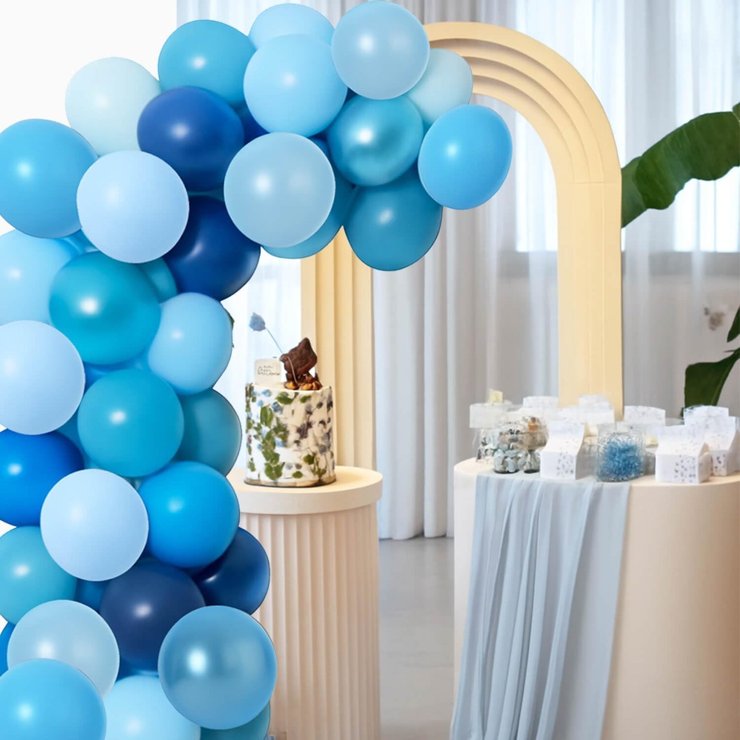 Blue Balloons, Light Blue and Navy Blue Birthday Balloons Party Decorations- 48Pcs 12inch Shades of Baby Blue, Pearl & Metallic Blue Latex Baloons for Balloon Arch Kit - Baby Shower Boy, Men Party