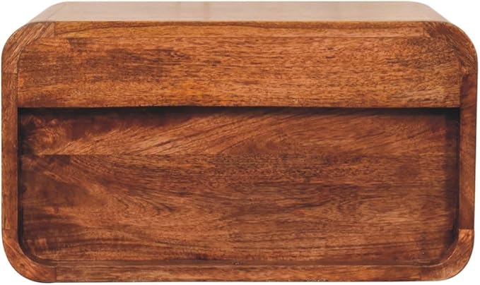 Furniture Solid Wood Curved Honey Caramel Wall Mounted Bedside - Image 4