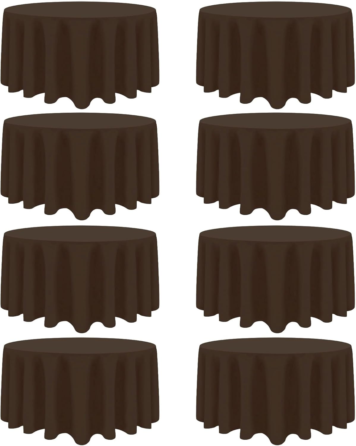8 Pack Brown Round Tablecloth 90 Inch Stain and Wrinkle Resistant Round Brown Table Cloth Reusable and Washable Polyester Fabric for Buffet Wedding Party and Banquet