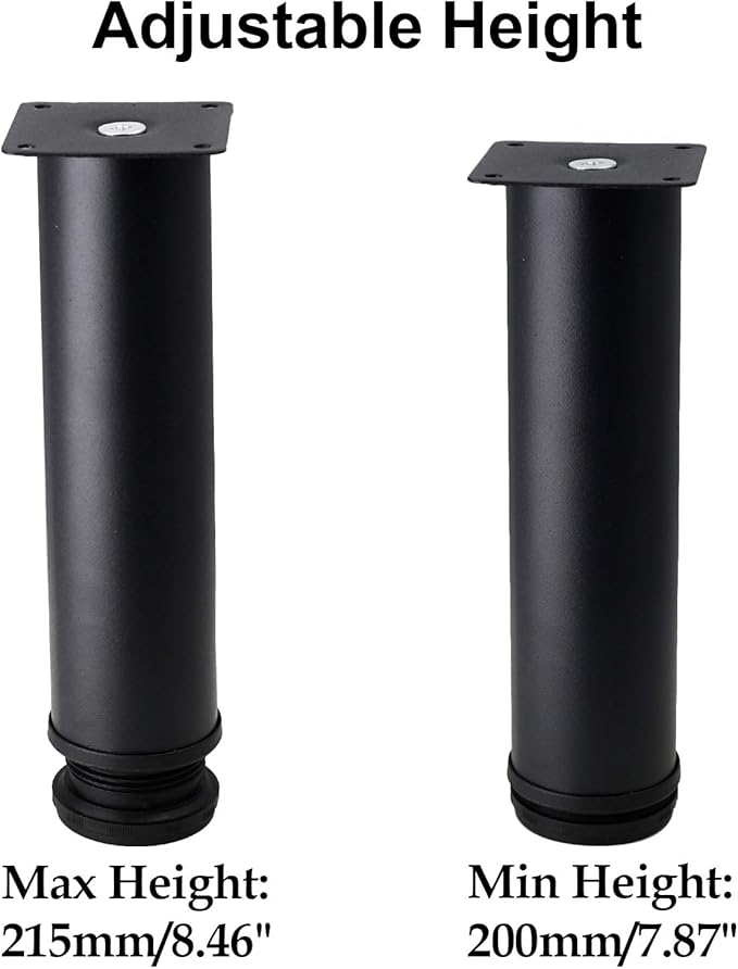 Set of 4 Stainless Steel Furniture Legs 8 Inch, Adjustable Round Cabinet Legs - Image 4