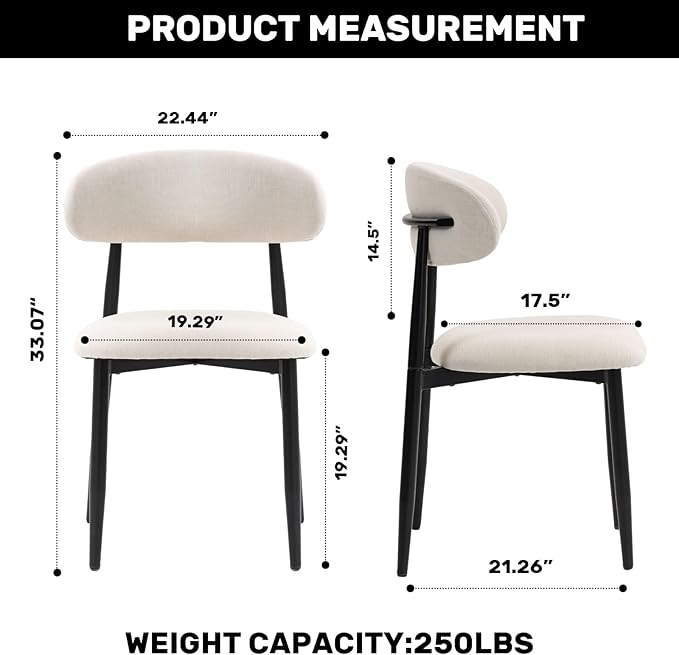 UVV Dining Chairs Set of 4, Metal Kitchen Chairs - Image 9