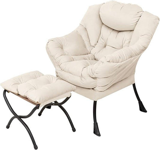 Welnow Lazy Chair with Ottoman, Modern Accent Chair with Armrests and a Side by LifeGetsBetterWithWelnow