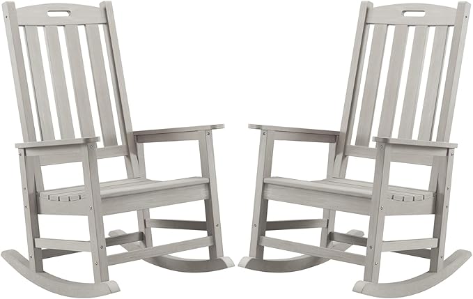 Psilvam Oversized Outdoor Rocking Chair Set of 2, Porch Rocker by PsilvamGardenFurniture