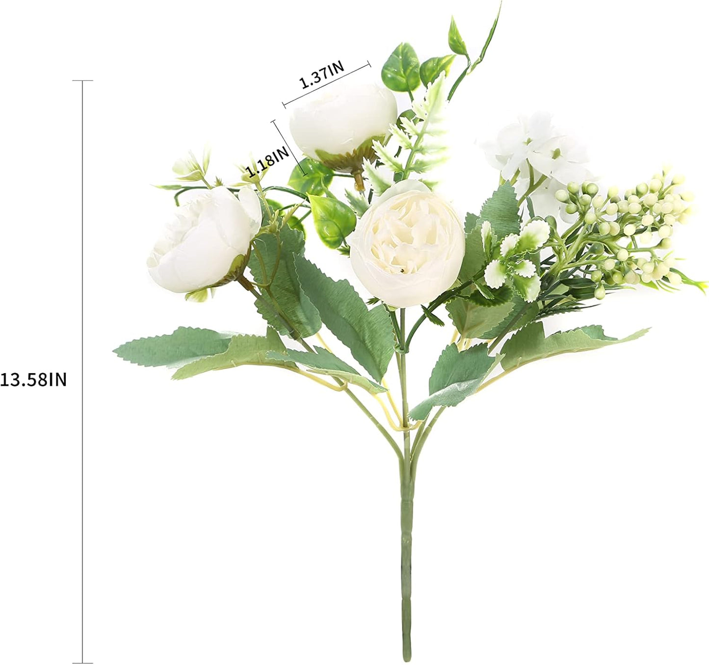 Artificial Flowers Fake Peony Silk Mini Plastic Bridal Flowers for DIY Wedding Bouquets Home Decorations 4 Packs(Cream)