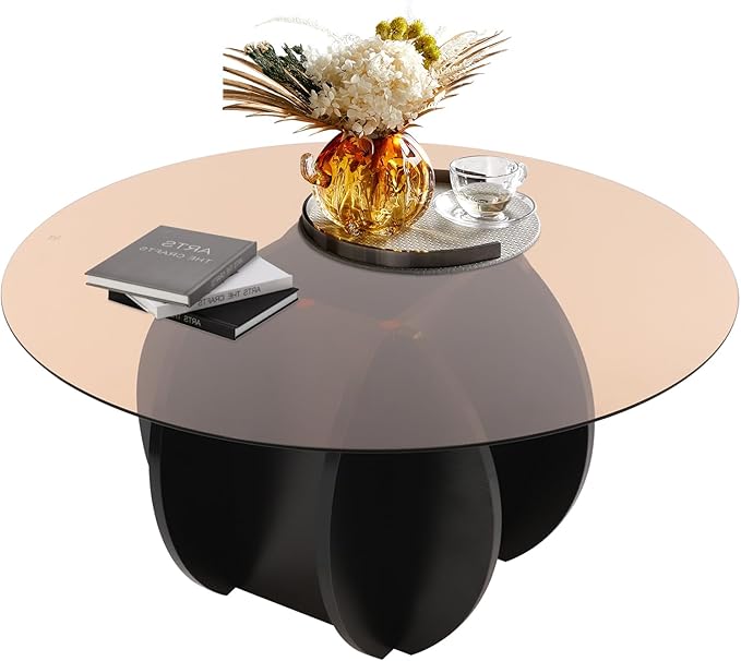 Round Glass Coffee Table for Living Room by Unknown