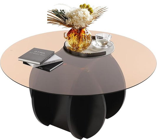 Round Glass Coffee Table for Living Room by Unknown