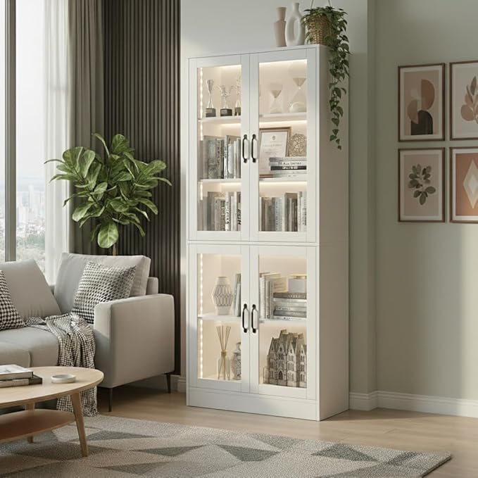 holzart Modern White 5-Tier Display Cabinet - Image 9