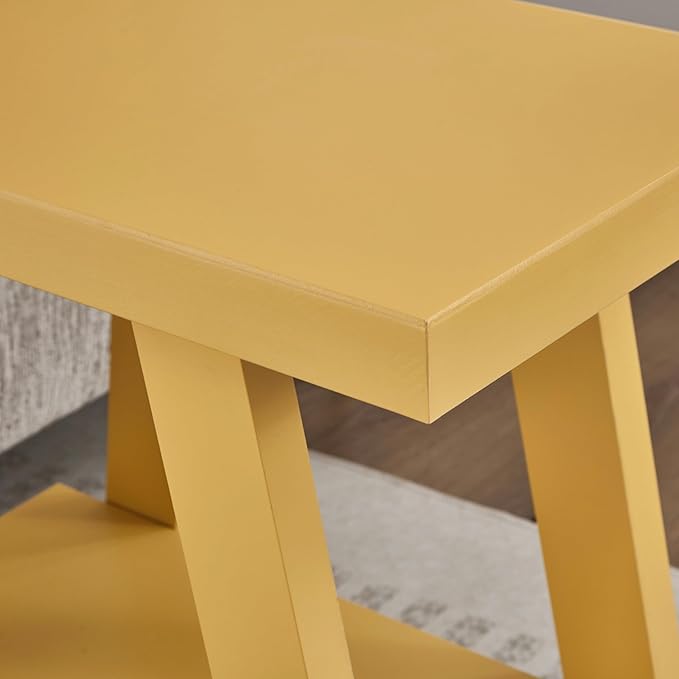 Roundhill Furniture Athens Contemporary Wood Shelf Side Table in Yellow - Image 5