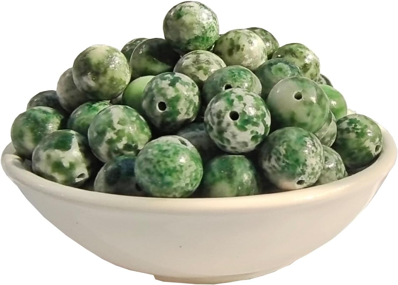 Stone Beads 8mm 100pcs Green Spot Jasper Beads Round Loose Gemstones Beads for Bracelet Necklace Jewelry Making (8mm, 60806 Green Spot Jasper)