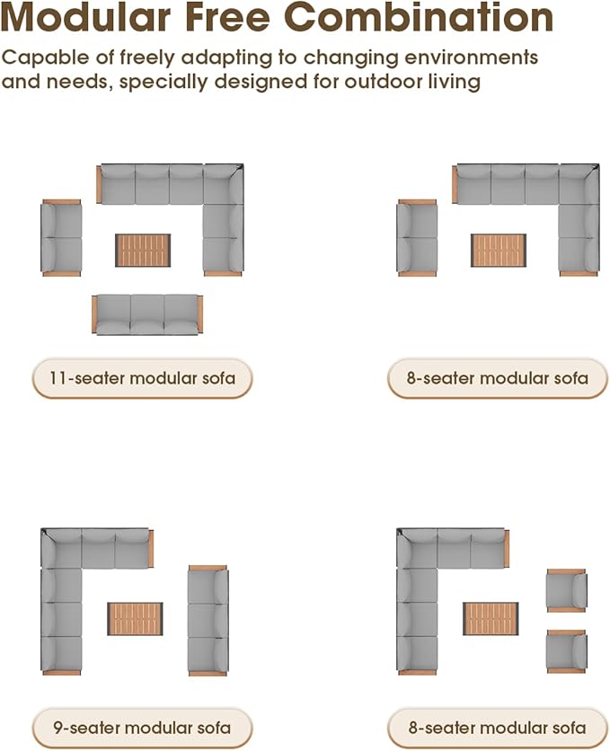 Aluminum Outdoor Patio Furniture Set 6 Seats, Outdoor Sectional Corner Sofa - Image 7