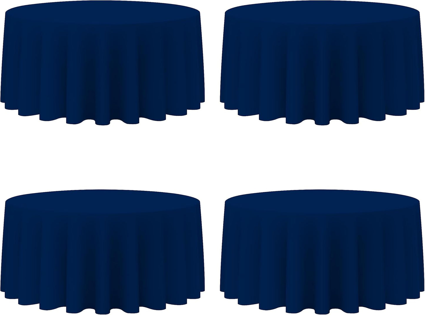 BRILLMAX 4 Pack Navy Blue Round Tablecloths 132 Inch - Circle Bulk Linen Polyester Fabric Washable Table Cloth Cover for Wedding Reception Banquet Birthday Party Buffet Restaurant