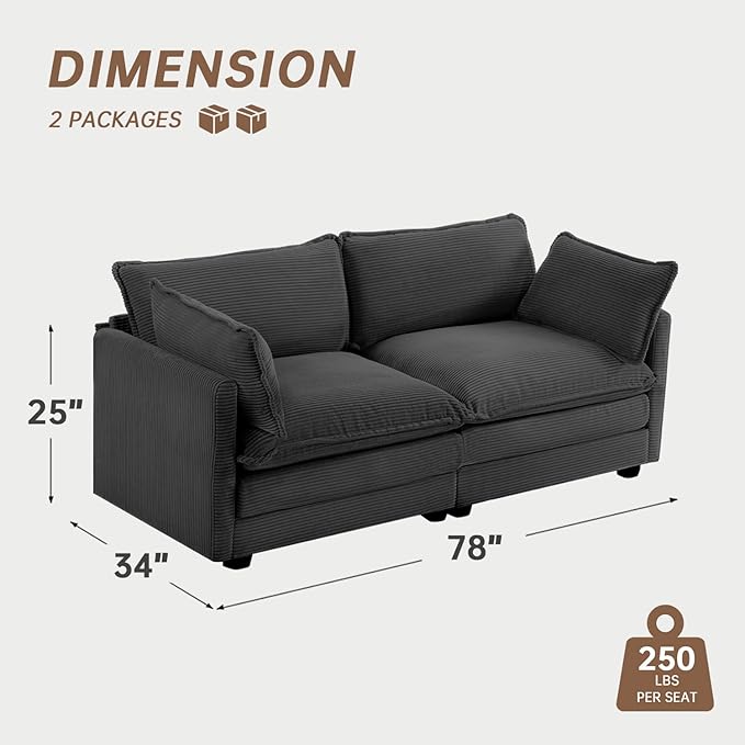 ROWHY 78'' Sectional 2 Seat Cloud Loveseat - Image 2