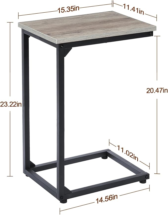 AMHANCIBLE C Shaped End Table, Slide Under Couch Table - Image 3