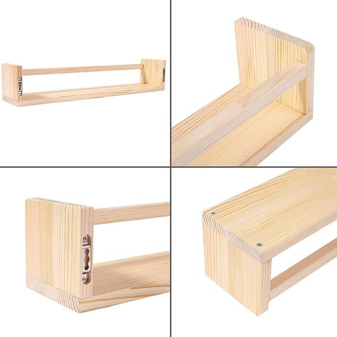 AZSKY Nursery Book Shelves 24 Inch Rustic Natural Wood Floating Shelves - Image 8