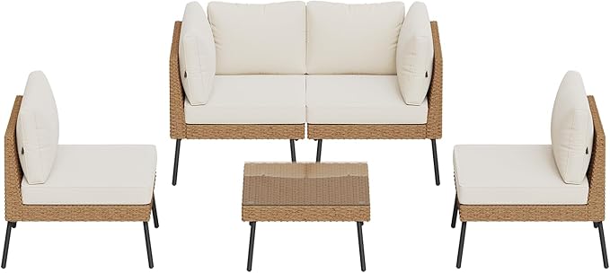 Aoxun Patio Furniture Set, 5 Piece Outdoor Sectional Sofas - Image 9