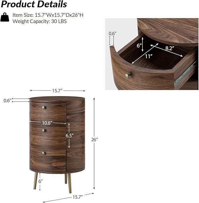 HULALA HOME Round End Table - Image 2