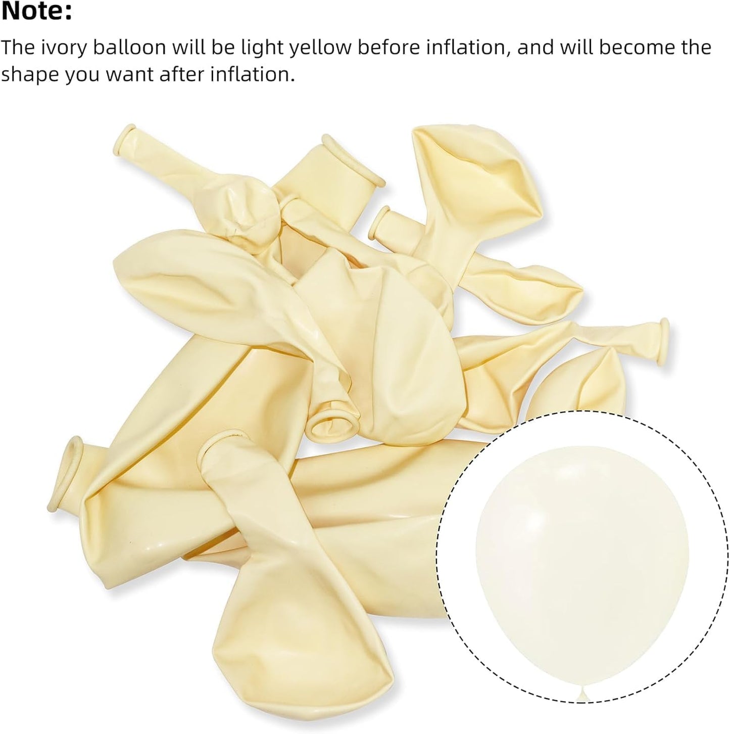 90pack Ivory Balloons Different Size 18/12/10/5 Inch Ivory White Balloon Garland Arch Kit for Graduation, Wedding, Birthday, Princess Theme, Baby Shower, Anniversary Party Decorations