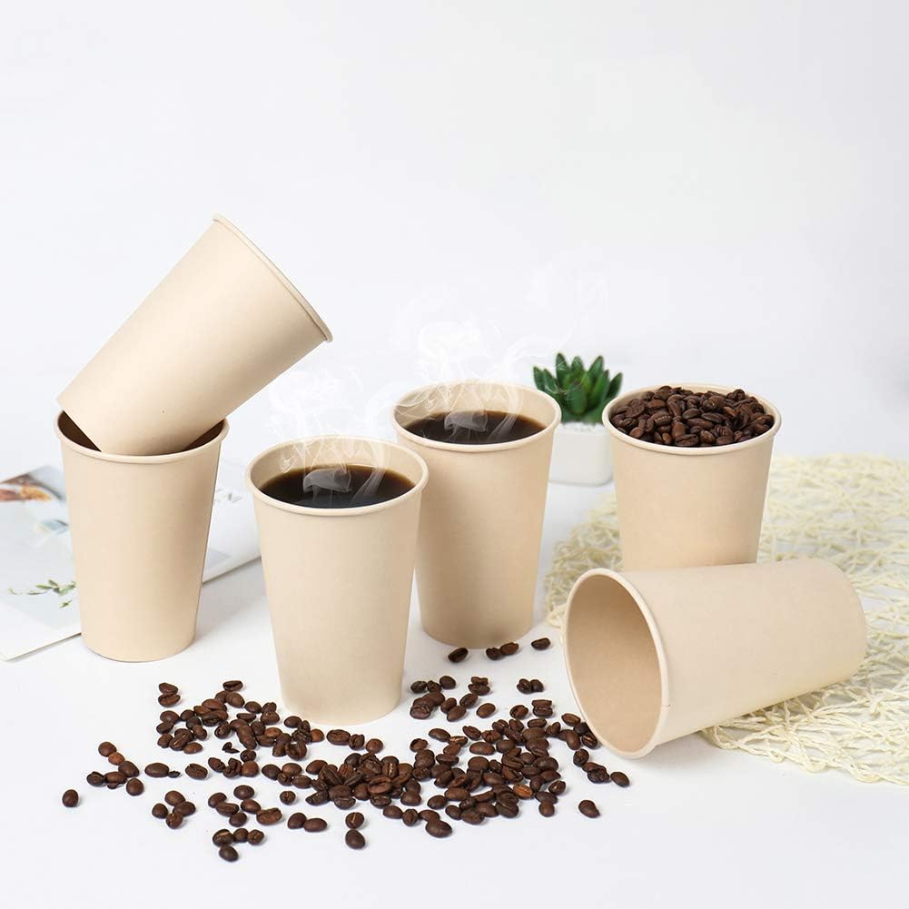 160 Count 15 oz Disposable Coffee Cups Paper Cups, Plant Fiber Cups Brown Hot Cups Hot Tea hot Drink Water cups