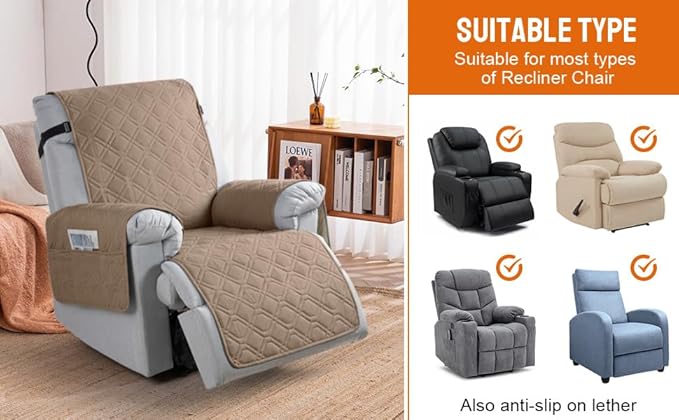 VANSOFY 100% Waterproof Recliner Chair Covers, Recliner Cover Non-Slip Dog - Image 4