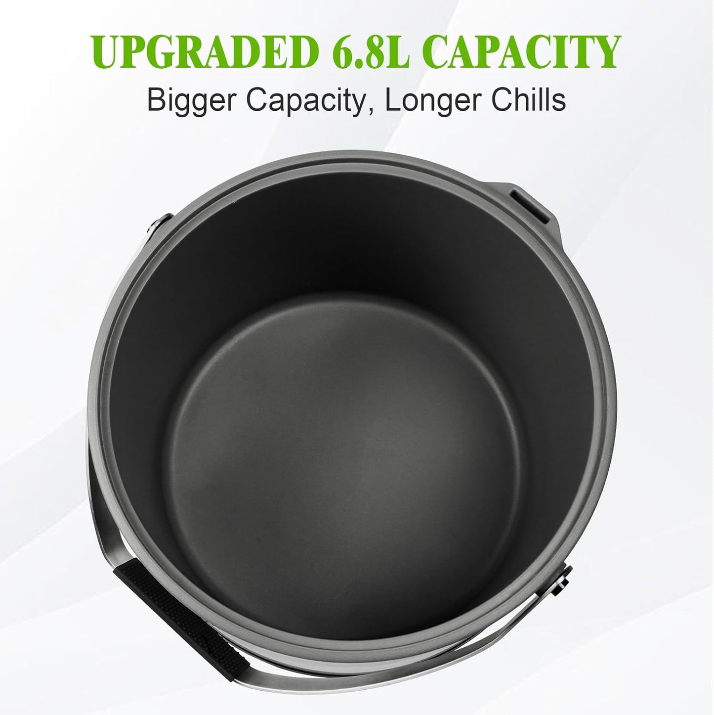 7QT/6.8LDouble-Wall Insulated Ice Bucket with Scoop & Lid, Large Capacity Stainless Steel Beverage Bucket for Party Cocktail Bar, Champagnes (Black)