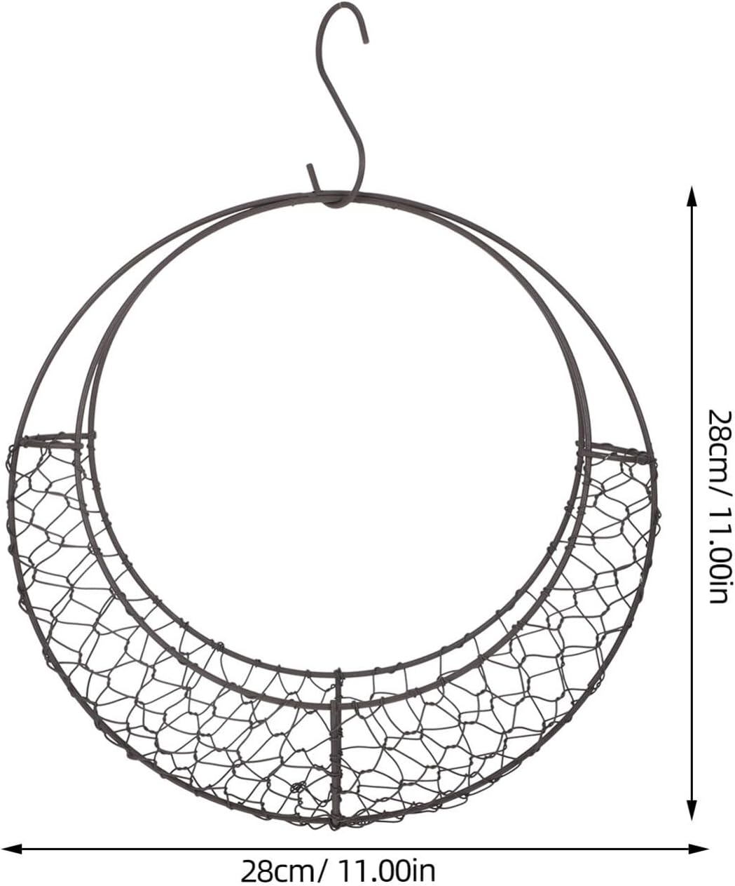 Air Plants Holders Wire Wreath Frame Hanger, 11 inch Moon Shape Wreath Form Hanging Plant Holder Metal Hanging Orchid Planter Plant Basket Holder, Succulent Wire Wreath Frame with Hook (Pack of 2)