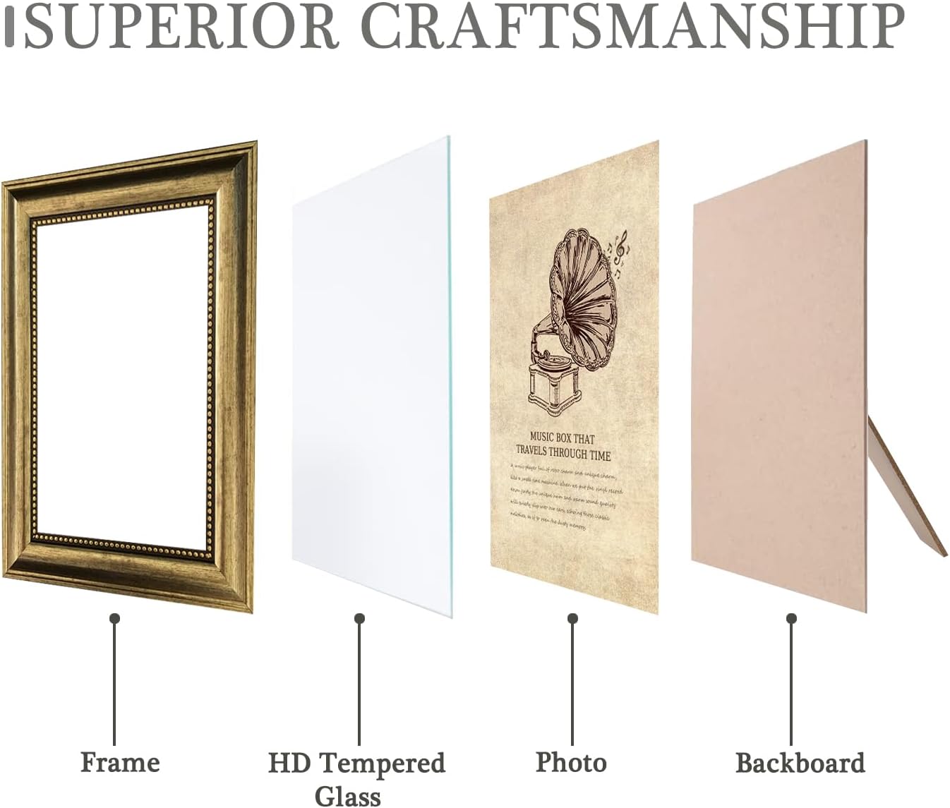 5x7 Picture Frames Set of 4- Rustic Retro Photo Frame with Real Glass Wall Mount and Tabletop Display Family Friends Wedding Gift