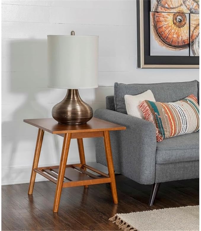 Linon Samantha Mid-Century Modern Living Room Wood Single Shelf End Table in - Image 2