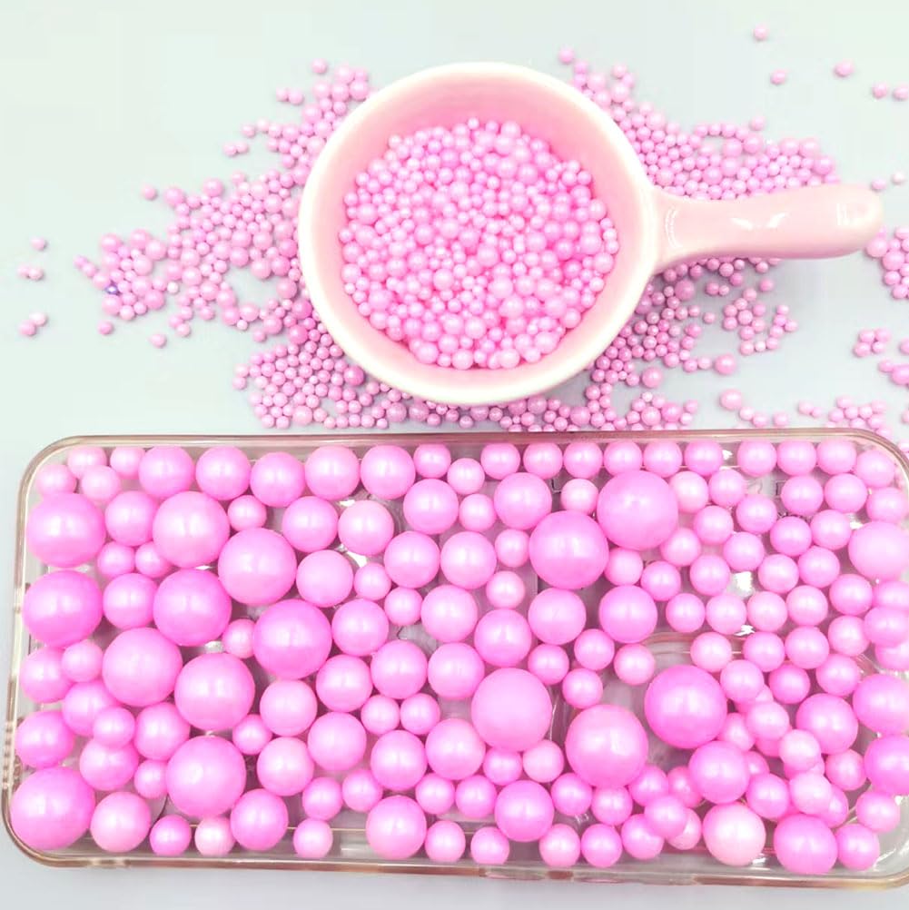 Edible Pearl Sugar Sprinkles Pink Candy Mixing Size Baking Edible Cake Decorations Cupcake Toppers Cookie Decorating Celebrations Wedding Valentines Easter Halloween Christmas Supplies 120g/ 4.23oz