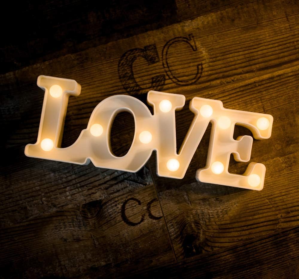 MUMUXI Marquee Light Up Letters | Battery Powered Light Up Love Letters | LED Marquee Letter Lights Ideal for Party Wedding Birthday Christmas Lamp Home Bar Decoration (Love)