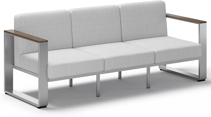 Outdoor Aluminum 3-Seat Sofa, Modern Patio Patio Furniture by ComfCove
