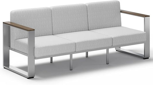 Outdoor Aluminum 3-Seat Sofa, Modern Patio Patio Furniture by ComfCove