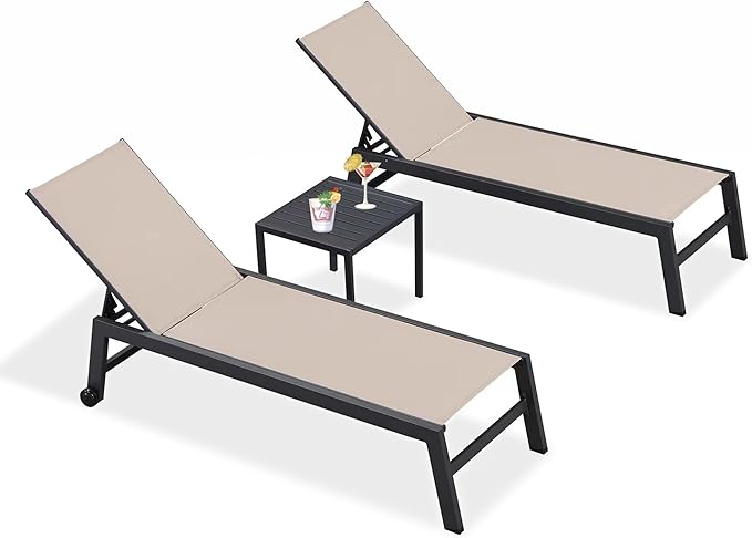 PURPLE LEAF Patio Chaise Lounge Set 4 Pieces Aluminum Outdoor Lounge Chairs - Image 9