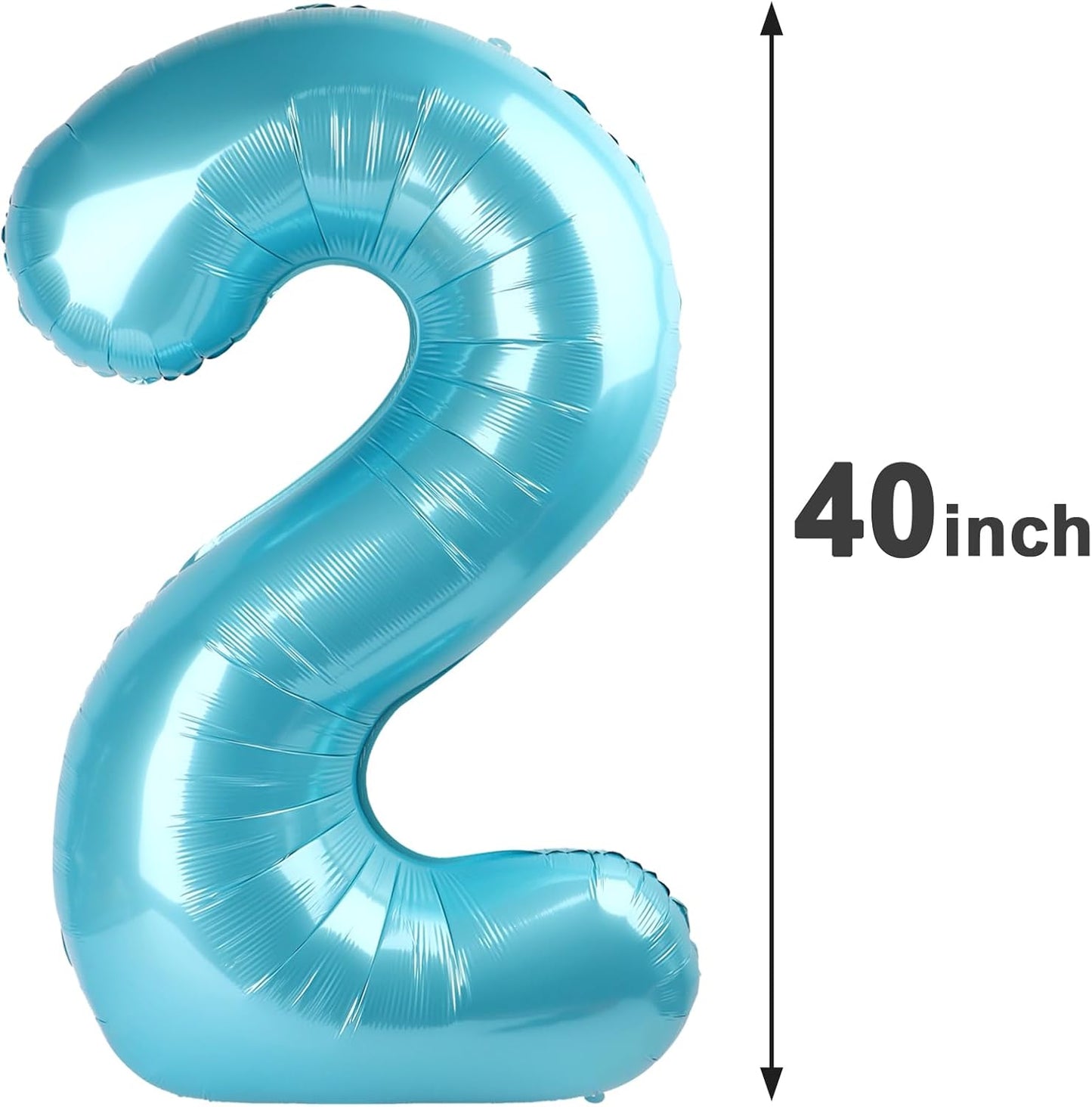 Pearl Blue 2 Number Balloon, 40 Inch Number 2 Balloon Birthday Decoration, Number 2 Helium Balloon 12 20 22 23 24 26 28 42 Celebration, Boy Girl Baby Anniversary Party Graduations Supplies Decorations