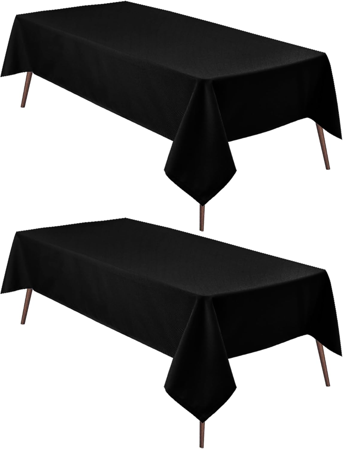 Hiasan 2 Pieces Black Tablecloth Rectangle - Waterproof and Wrinklr Resistant Washable Polyester Fabric Table Cloth for Dining Room and Outdoor Use, 70 x 120 Inch