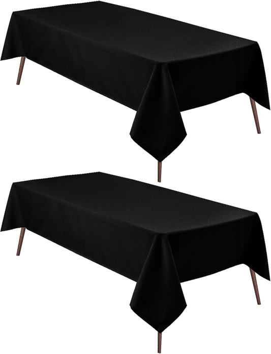 Hiasan 2 Pieces Black Tablecloth Rectangle - Waterproof and Wrinklr Resistant Washable Polyester Fabric Table Cloth for Dining Room and Outdoor Use, 30 x 60 Inch